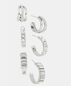 yz AC.Gk.V[ C^[iVi RZvg fB[X sAXECO ANZT[ Glass Stone Hoop Earrings, Set of 3, Macy's Exclusive Rhodium/crystal