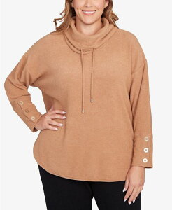 yz r[A[fB[ fB[X jbgEZ[^[ AE^[ Plus Size Cozy Cowl Neck Drawstring Sweater Chestnut