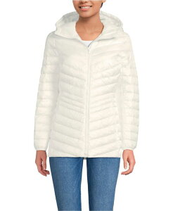 YGh fB[X AE^[ WPbgEu] _E WPbg Lands' End Women's Wanderweight Packable Down Hooded Long Jacket Ivory shine AC{[