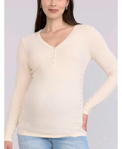 �}�U�[�t�b�h�}�^�j�e�B�[ ���f�B�[�X �g�b�v�X �V���c V�l�b�N �M���U�[ T�V���c Women's V-Neck Side-Ruched Long Sleeve Henley Tee - Motherhood Maternity Whitecap grey �O���[