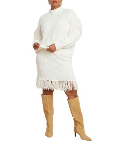 �G���N�C ���f�B�[�X �A�E�^�[ �j�b�g�E�Z�[�^�[ �~�j �Z�[�^�[ �X�J�[�g �t�����W ELOQUII Women's Looped Fringe Sweater Mini Skirt Jet stream