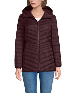 YGh fB[X AE^[ WPbgEu] g[ _E WPbg Lands' End Women's Tall Wanderweight Packable Down Hooded Long Jacket Lush burgundy o[KfB