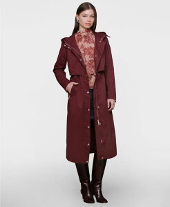 AFbNtB[ fB[X AE^[ WPbgEu] R[g }LV Avec Les Filles Women's Hooded Canvas Maxi Coat Burgundy o[KfB