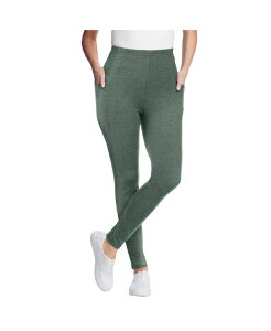 �E�[�}�� �E�B�Y�C�� ���f�B�[�X �{�g���X ���M���X �v���X�T�C�Y �R�b�g�� Woman Within Plus Size Stretch Cotton Pocket Legging Pine