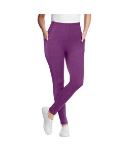 �E�[�}�� �E�B�Y�C�� ���f�B�[�X �{�g���X ���M���X �v���X�T�C�Y �R�b�g�� Woman Within Plus Size Stretch Cotton Pocket Legging Plum purple �p�[�v��