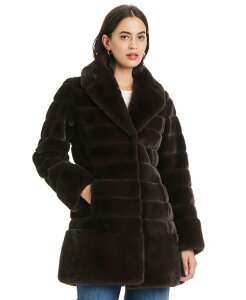 �W���[���Y�j���[���[�N ���f�B�[�X �A�E�^�[ �W���P�b�g�E�u���]�� �R�[�g Jones New York Women's Faux-Fur Notched-Collar Coat P/XXS-XXL Dark Brown �u���E��