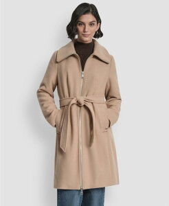 �_�i �L������ �j���[���[�N ���f�B�[�X �A�E�^�[ �W���P�b�g�E�u���]�� �R�[�g DKNY Women's Collared Neck Belted Coat P/XS-XXL Light Camel �L������