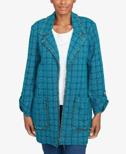 ���r�[�A�[���f�B�[ ���f�B�[�X �A�E�^�[ �W���P�b�g�E�u���]�� �v�` �c�C�[�h �W���P�b�g Ruby Rd. Petite Open Front Tweed Patch Pocket Jacket Teal Multi �e�B�[��