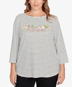 yz r[A[fB[ fB[X Vc gbvX Plus Size Holiday Dogs Striped Knit Top Black Multi