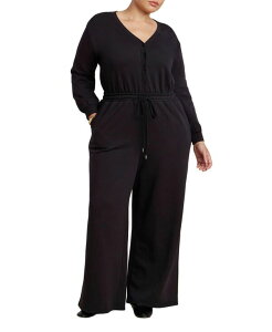 GNC fB[X gbvX WvX[c vXTCY ELOQUII Women's Elements Plus Size Button Up Long Sleeve Jumpsuit Black onyx ubN