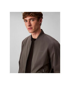 JoNC Y AE^[ WPbgEu] vg S WPbg Calvin Klein Men's Logo-Print Matte Bomber Jacket Dark Gray O[