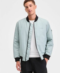 q[S{X Y AE^[ WPbgEu] Te WPbg Hugo Boss Men's Baken2435 Slim-Fit Satin Bomber Jacket Mineralblue