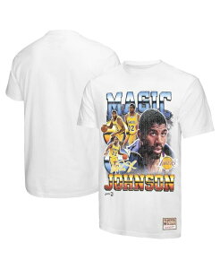 �~�b�`�F��&�l�X �����Y �g�b�v�X T�V���c Mitchell & Ness Men's Magic Johnson White Los Angeles Lakers Commemorative Collage T-Shirt White �z���C�g