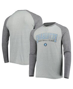 yz RZvc X|[c Y TVc gbvX Men's Heather Gray/Heather Charcoal Charlotte FC Ledger Raglan Long Sleeve T-Shirt Heather Gray Heather Charcoal