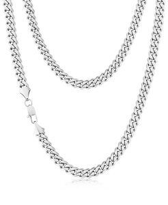 [i Tbg Y ANZT[ lbNXE`[J[Ey_ggbv TVc [X Rhona Sutton Silver Miami Cuban 8MM Stainless Steel Chain Necklace Silver Vo[
