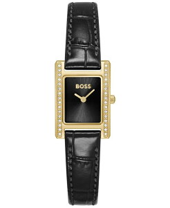 q[S{X fB[X ANZT[ rv ~j U[ Hugo Boss Women's Lucy Precious Quartz Basic Mini Black Leather Watch 18.50mm Black ubN