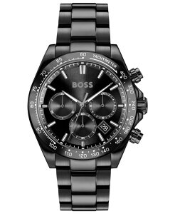 �q���[�S�{�X �����Y �A�N�Z�T���[ �r���v T�V���c Hugo Boss Men's Hero 2.0 Quartz Fashion Chrono Ionic Plated Black Steel Watch 44mm Black �u���b�N