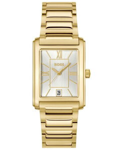 �q���[�S�{�X �����Y �A�N�Z�T���[ �r���v T�V���c Hugo Boss Men's Principle Dress Quartz Basic Calendar Ionic Plated Thin Gold Steel Watch 28 x 39mm Gold-tone �S�[���h