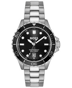 q[S{X Y ANZT[ rv TVc Hugo Boss Men's Troper Sport Quartz Basic Calendar Stainless Steel Watch 42mm Silver-tone Vo[