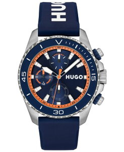 q[S{X Y ANZT[ rv Hugo Boss Men's Dive Quartz Multifunction Blue Silicone Watch 44mm Blue u[