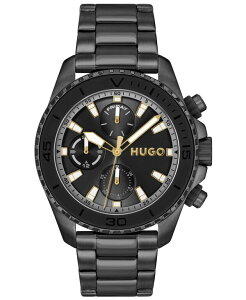 �q���[�S�{�X �����Y �A�N�Z�T���[ �r���v T�V���c Hugo Boss Men's Dive Quartz Multifunction Ionic Plated Black Steel Watch 44mm Black �u���b�N