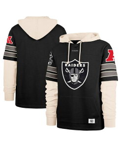 47 �u�����h �����Y �A�E�^�[ �p�[�J�[�E�X�E�F�b�g �p�[�J�[ '47 Brand Men's Black Las Vegas Raiders Split Zone Cornerback Duo Hoodie Black �u���b�N