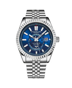 �X�g�D�[�����O ���f�B�[�X �A�N�Z�T���[ �r���v T�V���c Stuhrling Datemaster II Men s Swiss Automatic 42mm Stainless Steel Watch Blue Dial Fluted Bezel Day & Date 100M Water Resistant No Color �u���[