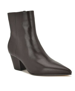iCEFXg fB[X V[Y u[cECu[c U[ q[ Nine West Women's Savie Leather Block Heel Booties Dark Brown Leather uE