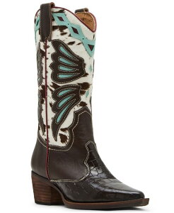 XeB[u }f fB[X V[Y u[cECu[c Steve Madden Women's Arroyo Western Cowboy Boots Brown/Blue Multi u[