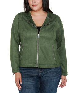 xfB[j fB[X AE^[ WPbgEu] vXTCY XG[h WPbg Belldini Plus Size Faux-Suede Moto Jacket Utility Green Silver O[