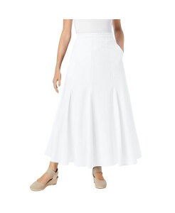 �E�[�}�� �E�B�Y�C�� ���f�B�[�X �{�g���X �X�J�[�g �v���X�T�C�Y Woman Within Plus Size Wide Elastic Waist Skirt White �z���C�g