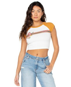 ���L�V�[ ���f�B�[�X �g�b�v�X �V���c ���u �N���b�v�h Roxy Juniors' Retro Heritage Striped Ribbed Cropped Top Buckthorn Brown Retro Heritage Stripe �u���E��