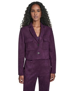 JoNC fB[X AE^[ WPbgEu] XG[h Nbvh WPbg Calvin Klein Women f s Suede Cropped Two Button Jacket Aubergine I[o[W[
