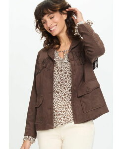 IZ fB[X AE^[ WPbgEu] XG[h tW WPbg Olsen Faux Suede Fringe Jacket Chocolate `R[g
