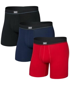 �T�b�N�X �����Y �A���_�[�E�F�A �{�N�T�[�p���c �R�b�g�� ���S SAXX Men's 3pk. Essential Cotton Logo Boxer Briefs Red/maritime/black �u���b�N