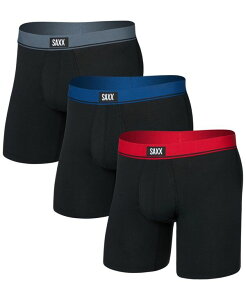 �T�b�N�X �����Y �A���_�[�E�F�A �{�N�T�[�p���c �R�b�g�� ���S SAXX Men's 3pk. Essential Cotton Logo Boxer Briefs Red/navy/turbulence Wb �l�C�r�[