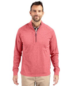 Jb^[AhobN Y AE^[ jbgEZ[^[ n[tWbv jbg Cutter & Buck Adapt Eco Knit Heather Mens Quarter Zip Pullover Cardinal red heather wU[