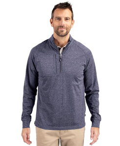 Jb^[AhobN Y AE^[ jbgEZ[^[ n[tWbv jbg Cutter & Buck Adapt Eco Knit Heather Mens Quarter Zip Pullover Navy blue heather wU[
