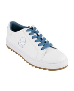 J[ K[tFh Y V[Y Xj[J[ U[ KARL LAGERFELD PARIS Men's Tumbled Leather Karl Head Patch Sneakers White Blue zCg