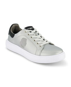 J[ K[tFh Y V[Y Xj[J[ hJ KARL LAGERFELD PARIS Men's Embroidered Karl Head Profile Sneakers Silver Vo[