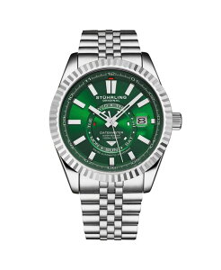 �X�g�D�[�����O ���f�B�[�X �A�N�Z�T���[ �r���v T�V���c Stuhrling Datemaster II Men �f s Swiss Automatic 42mm Stainless Steel Watch Green Dial Fluted Bezel Day & Date 100M Water Resistant Green �O���[��