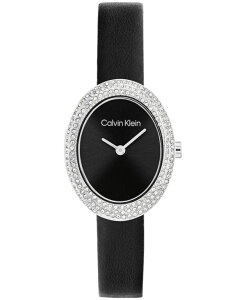 �J���o���N���C�� ���f�B�[�X �A�N�Z�T���[ �r���v ���U�[ Calvin Klein Women's Twisted Bezel Black Leather Strap Watch 24mm Black �u���b�N