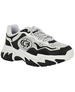 QX fB[X V[Y Xj[J[ [X GUESS Women's Nennzo Cat Claw Chunky Fashion Lace-Up Sneakers Black/White zCg