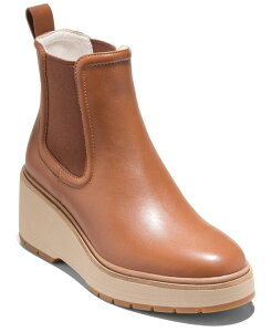 R[n[ fB[X V[Y u[cECu[c Cole Haan Women's Zerogrand Cityquest Waterproof Wedge Booties British Tan Ivory AC{[