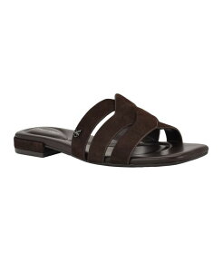 JoNC fB[X V[Y T_ Calvin Klein Women's Tisha Slip-On Flat Sandals Dark Brown Suede uE