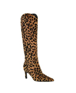 �Q�X ���f�B�[�X �V���[�Y �p���v�X �g�[�� �u�[�c �q�[�� GUESS Women's Palisa Tall Kitten Heel Dress Boots Regular & Wide Calf Curry Leopard Velvet �A�j�}��