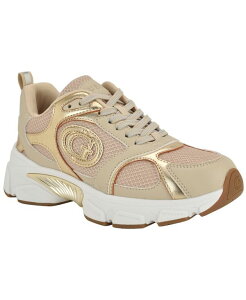 QX fB[X V[Y Xj[J[ GUESS Women's Ibitha Oversized G Chunky Fashion Sneakers Beige Gold x[W