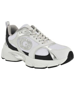 QX fB[X V[Y Xj[J[ GUESS Women's Ibitha Oversized G Chunky Fashion Sneakers White Silver Black zCg