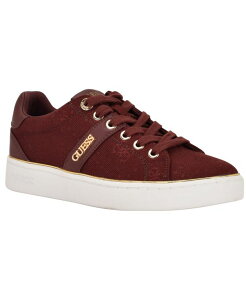 QX fB[X V[Y Xj[J[ [X GUESS Women's Britz Low Profile Lace-Up Sneakers Dark Red Logo bh