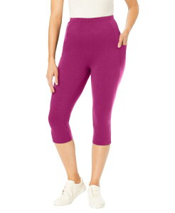 �E�[�}�� �E�B�Y�C�� ���f�B�[�X �{�g���X ���M���X �v���X�T�C�Y �R�b�g�� �L���b�v Woman Within Plus Size Within Stretch Cotton Pocket Capri Legging Raspberry